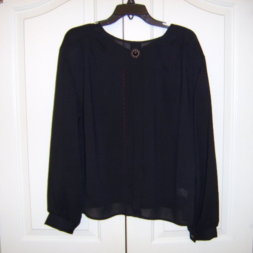 Brand New Christine and Jill Womens Black Sheer Embroidered Shirt - Size 10